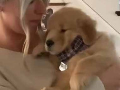 お姉さんが生後８週目の子犬を抱っこしていた。小さくて可愛いね → それから４年…