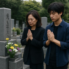 亡くなって34年…尾崎豊さんの妻・繁美さん 歌手の長男とお墓参り 25日が「命日」「いつものように見護っていてね」