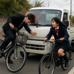 自転車の男子高校生と女子高校生が正面衝突 男子生徒が車道に飛び出し軽トラにはねられ頭部骨折の重傷 加東市   #兵庫 |  どっちが右側走行してたかだよな