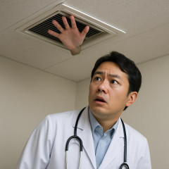 天井を見上げるとエアコン送風口から人の手が、天井裏に侵入したとして小児科医の医師(41)逮捕 のぞき目的か？