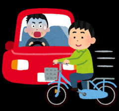 【阿鼻叫喚】停車している車の助手席から女子高生が勢いよくドアを開けて出てきた。そこに自転車の後ろに子供を乗せて片手で傘を持つ自転車のお母さんが猛スピードで突