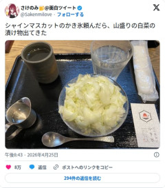 【画像】シャインマスカットのかき氷さん、どう見ても白菜の漬物にしか見えない