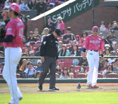 【楽天―西武戦】ハトが乱入　一塁付近に登場で試合中断　球場で騒然