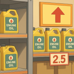市場のエンジンオイル在庫が通常の50%程度に減。価格は2.5倍程度へ上昇