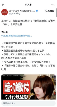 【悲報】たぬかな、難病で子宮全摘の可能性が浮上してしまう