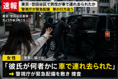 【速報】彼女の目の前で彼氏が車に連れ去られる　東京・世田谷で拉致事件か…警視庁が緊急配備
