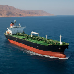 「出光丸」がホルムズ海峡を東に航行中、サウジ産の原油を積載