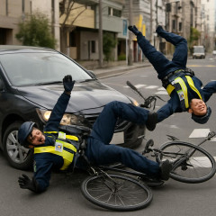 自転車の警察官2人が車にはねられる、大けがか−板橋   |  どういう事？