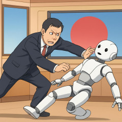 玉川徹氏、モーニングショーにて″倒れない″中国製ロボットを押し倒しポンコツである事を証明   |  sssp://img.5ch.io/ico/taxi.gif