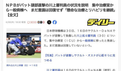 【野球】バットが頭部直撃の川上審判員、集中治療室から一般病棟へ　まだ意識は回復せず