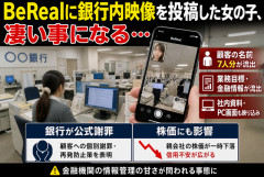 【悲報】BeReal女子、銀行内を投稿→顧客情報流出で謝罪＆株価にも影響する事態にｗｗｗ