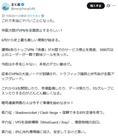 【悲報】㊥国人「助けて！中国国内でVPNが規制されてどんどんネットが使えなくなってるの！」