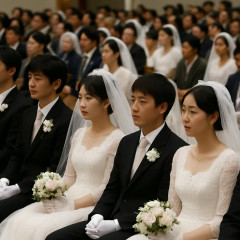 旧統一教会が合同結婚式 韓国で、日本からも参加 (共同通信)