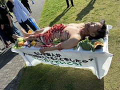 動物愛護団体さん、肉フェス会場前で宇宙人のコスプレで人肉フェスを開催し「ヴィーガンになろう」と呼びかけ炎上 （※画像あり）