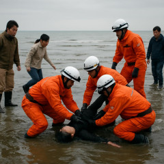 潮干狩りの客、1人死亡2人行方不明 茨城の海で流される   #茨城