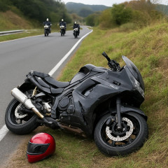 800CCの大型オートバイが道路脇の土手に衝突 運転手死亡 仲間4人とツーリング中 緩やかな右カーブ   #静岡