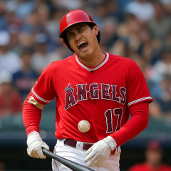 大谷翔平、でん部に死球 「アッー！」絶叫後に笑顔   #ド軍