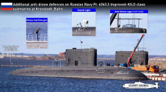 ロシアのキロ級潜水艦、アンチドローンケージ、探照灯、マシンガンを追加装備！