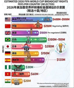 【悲報】中国「FIFAが要求した国別のワールドカップ放映権料がこれ」日本ぼったくられてた