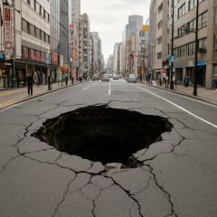 横浜駅近くの繁華街、道路が4ｍひび割れし陥没…陥没部分は少しずつ広がる   |  東京はなにからなにまで汚い  |  ムービルのところみたいね