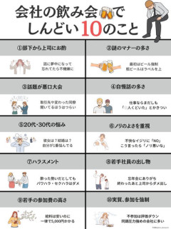 会社の飲み会でしんどい10の事