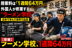 【悲報】ラーメン学校、たった1週間で64万円ｗｗｗｗ外国人が殺到
