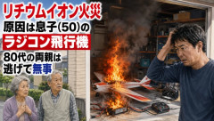 板橋区リチウムイオン火災　原因は息子(50)のラジコン飛行機　80代の両親は逃げて無事