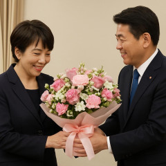 高市早苗氏、鈴木農産大臣から『お姉さんありがとう』…メッセージ入りの花を受け取る