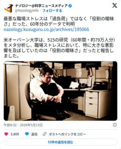 【悲報】職場ストレスさん、最悪なのは「忙しさ」ではなく「役割の曖昧さ」だったと60年分のデータで判明してしまう