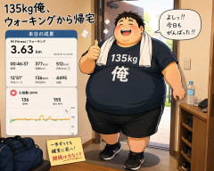 135kg俺、ウォーキングから帰宅