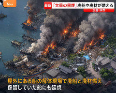呉で大火災、船が次々と延焼