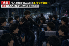 【悲報】バス事故が起こる前の車内での会話…部長「みんな、大切な人に連絡しとけ」