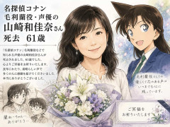 名探偵コナン 毛利蘭役・声優の山崎和佳奈さん死去 61歳