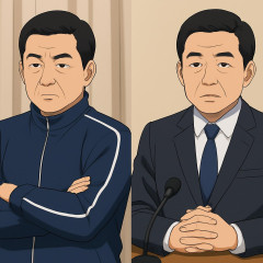 辺野古謝罪会見でジャージ腕組みの安次富浩氏、自分が表彰される時はスーツで対応していた   #悲報 |  沖縄人はパーティー用のスーツは持ってるよ。