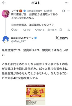 【悲報】「唐揚げ金賞」のカラクリ、遂にバレるｗｗｗｗ