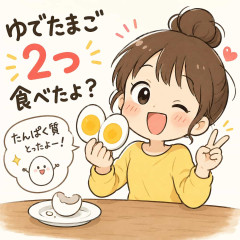 ゆでたまご2つ食べたよ？