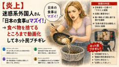 【炎上】迷惑系外国人さん「日本の食事はマズイ！」→ 食べ物を捨てるところまで動画化してネット民ブチギレ