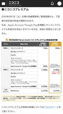 【悲報】ニコニコ動画さん、プレミアム会員を990円に値上げしてしまうｗｗｗｗｗｗｗｗｗｗ