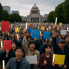 「誰ひとり戦争で死なせない」…ペンライトや手作りのプラカードを手に、国会前で改憲阻止や戦争反対を訴え…主催者発表で1万人が参加