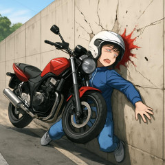 バイク教習のまんさん。一本橋でフルスロットルして壁に激突。意識不明の重体。あーまんさん。   |  GTAとかやってたらバイクがいかに危険か分かるんだけども