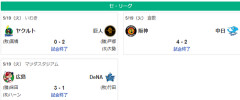 5/19セ順位　燕=虎-兎===//=星-==鯉===竜