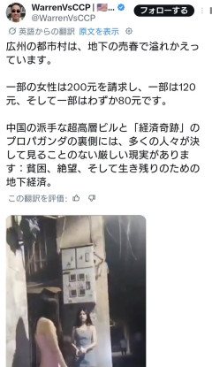 【動画】中国、経済崩壊で街中に売春婦が溢れかえっているらしい