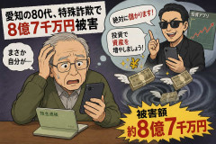 愛知の80代、特殊詐欺で8億7千万円被害