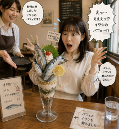 【画像】パフェとイワシを頼んだら、イワシのパフェが来てんたが…