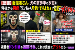 【動画】配信者さん、犬の散歩中の女性に背後から突然「ワンちゃん可愛いですよねぇ」→ 結果がヤバすぎるｗｗｗｗｗ