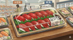 【悲報画像】スーパーの寿司、やせたかなしい姿で見つかる