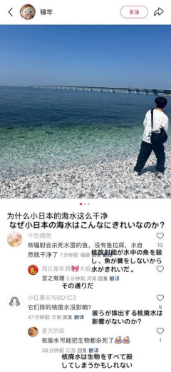 訪日中国人「なぜ日本の海はこんなに綺麗なのか？」と投稿 → 中国ネット「核廃水で魚が死んで糞がないから水が綺麗なんだ」