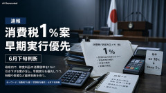 【速報】日本政府「早期実行優先」 飲食料品の消費税1％案(改修を1年→半年に短縮)で決まりか、6月下旬にも最終的に判断