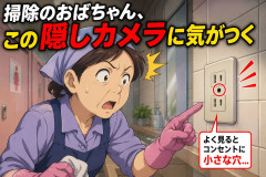 掃除のおばちゃん、この隠しカメラに気がつく