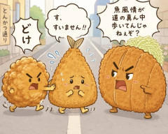【悲報】唐揚げ「どけ」アジフライ「すいません！！」とんかつ「魚風情が道の真ん中歩いてんじゃねぇぞ？」